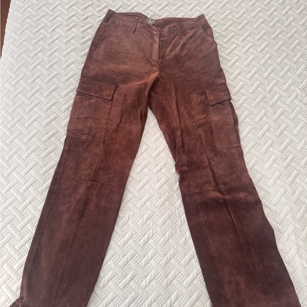 Vintage Brown Suede Cargo Pants